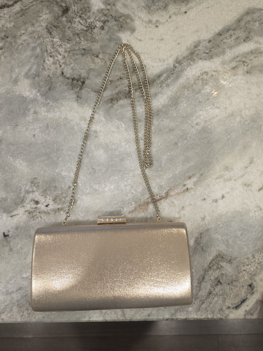 Nordstrom Rose Gold Metallic Evening Clutch with Chain